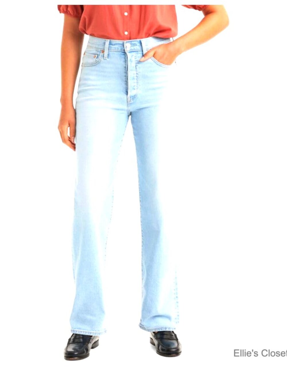 Women's High Rise Straight Leg Jeans, 85% Cotton Stretch